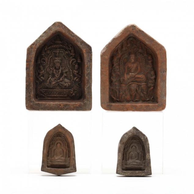 four-thai-stone-buddhist-votive-plaques