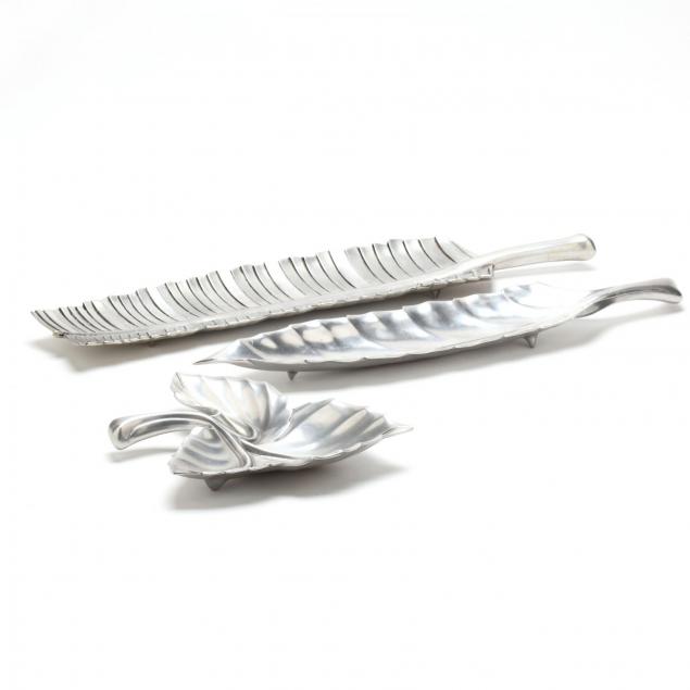 bruce-cox-three-aluminum-leaf-serving-dishes