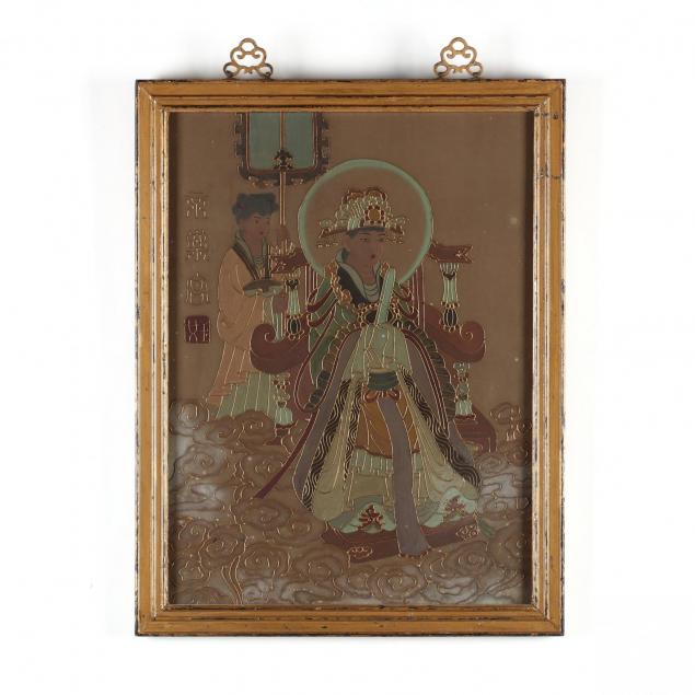 a-chinese-painting-of-a-goddess-or-empress-and-attendant