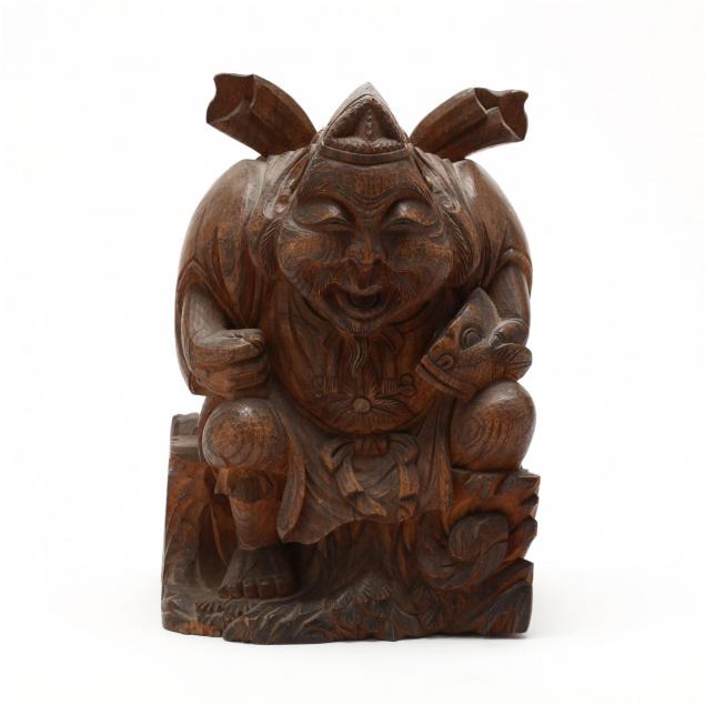 an-early-meiji-period-carved-wooden-statue-of-ebisu