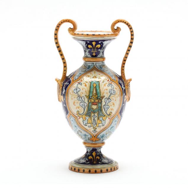 a-french-faience-double-handled-cabinet-vase