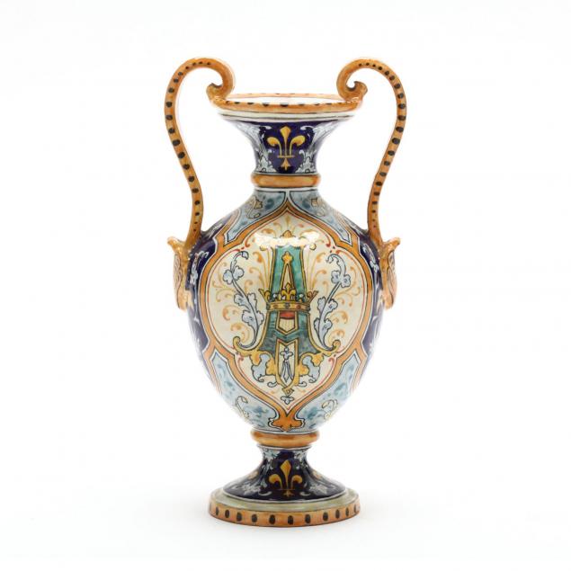 a-french-faience-double-handled-cabinet-vase