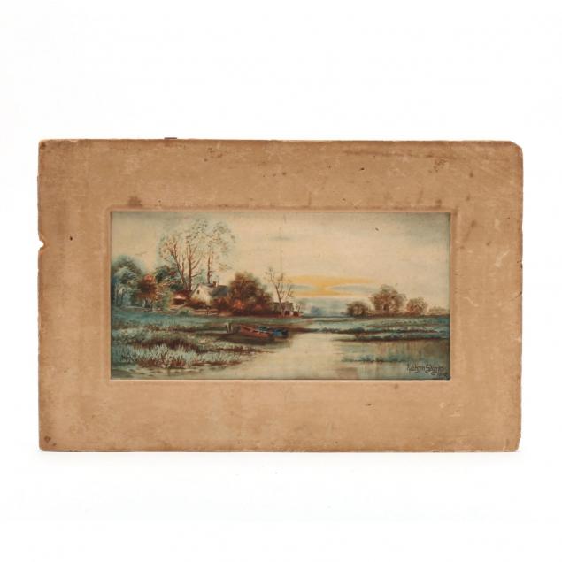 early-20th-century-watercolor-of-boats-in-a-river