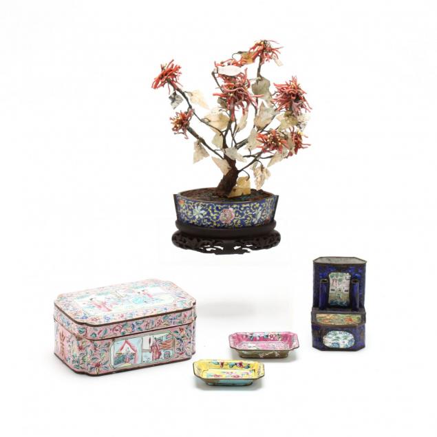 five-pieces-of-antique-and-vintage-chinese-canton-enamel