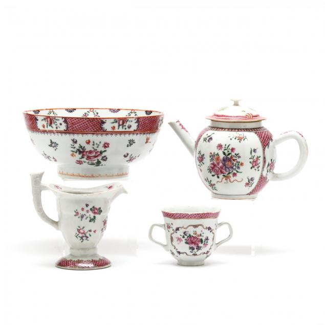four-pieces-of-famille-rose-porcelain