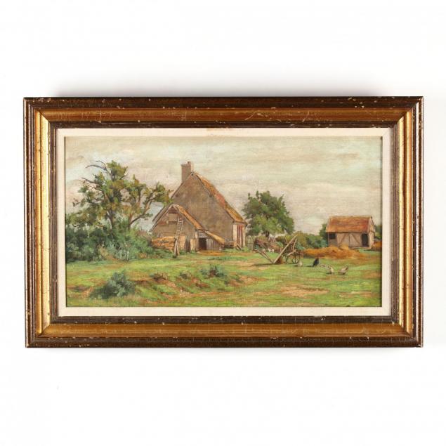 antique-continental-school-painting-of-a-barnyard