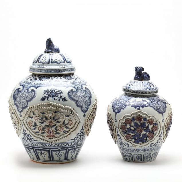 two-chinese-blue-and-white-covered-jars