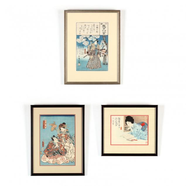 a-group-of-japanese-woodblock-prints-by-kunisada-hiroshige-and-keishu