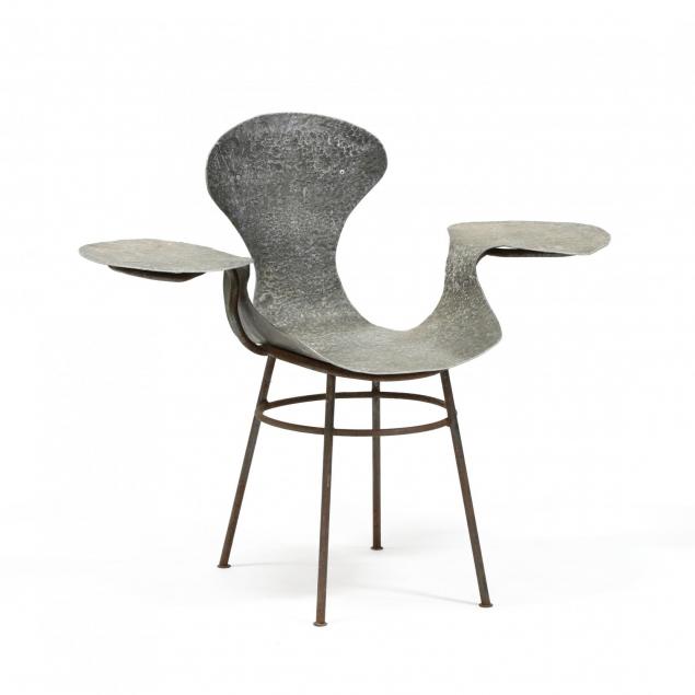 unusual-hammered-aluminum-modernist-arm-chair