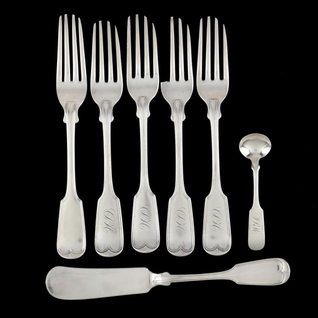 seven-pieces-of-southern-coin-silver-flatware