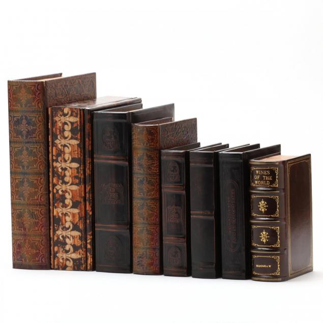 grouping-of-eight-decorative-faux-book-boxes
