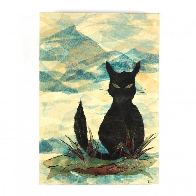 a-paper-collage-of-a-black-cat-in-the-mountains