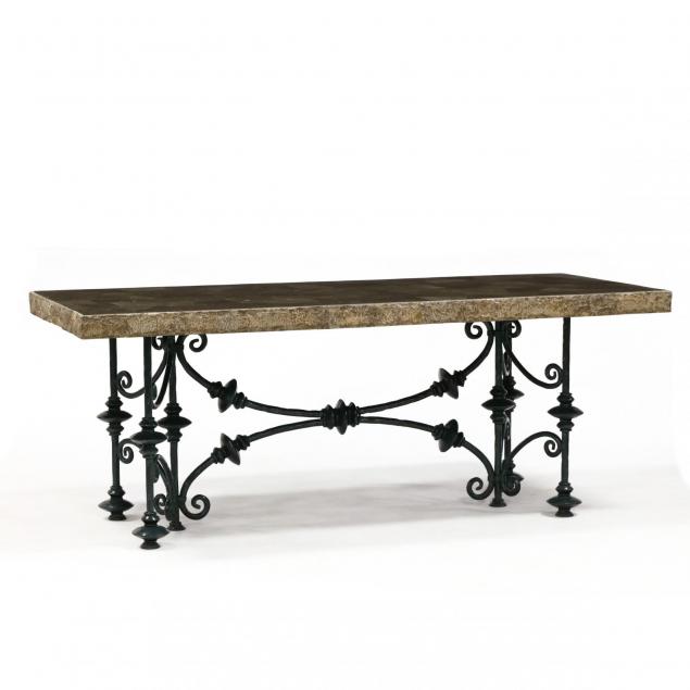 spanish-style-iron-and-stone-console-table