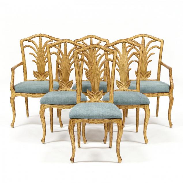 set-of-six-continental-faux-bois-dining-chairs