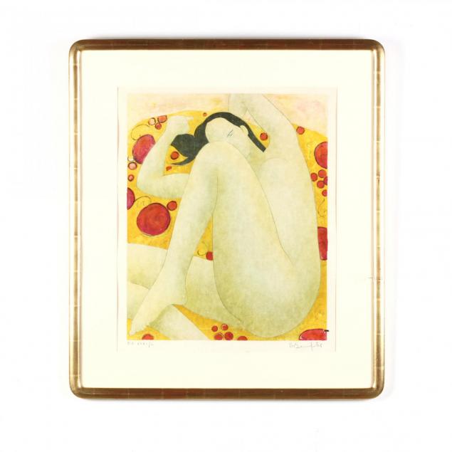 framed-lithograph-with-nude-figure-reclining