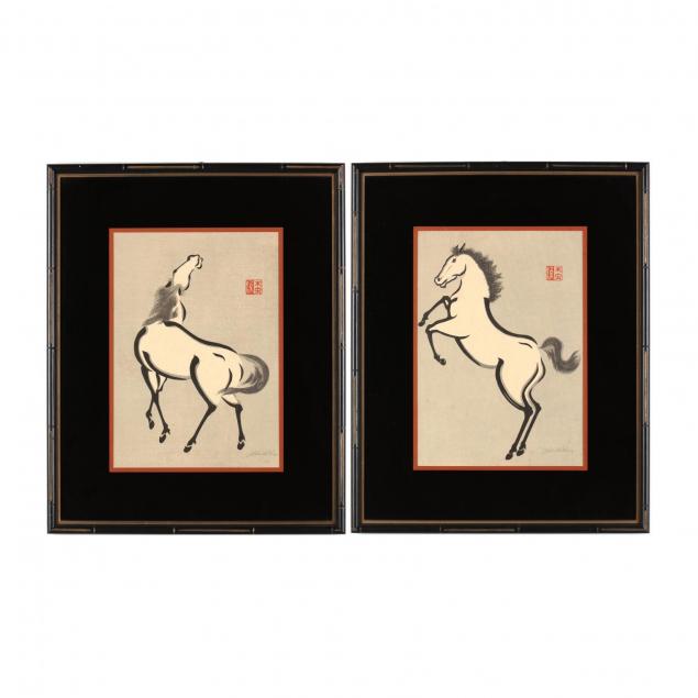 mokuchu-urushibara-japanese-1888-1953-pair-of-horse-studies