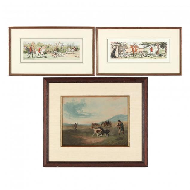 group-of-three-vintage-fox-hunting-prints