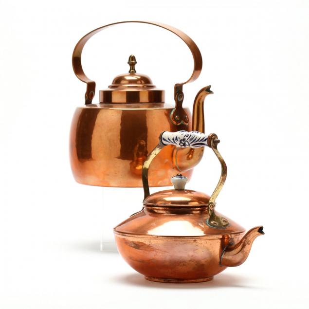 two-vintage-copper-teapots