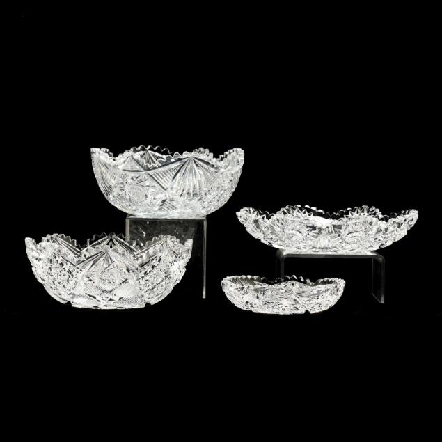 four-american-brilliant-period-cut-glass-bowls