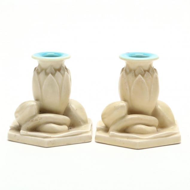 rookwood-pair-of-lily-pad-candlesticks