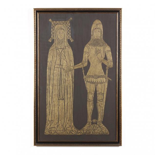 framed-brass-rubbing-of-english-medieval-figures