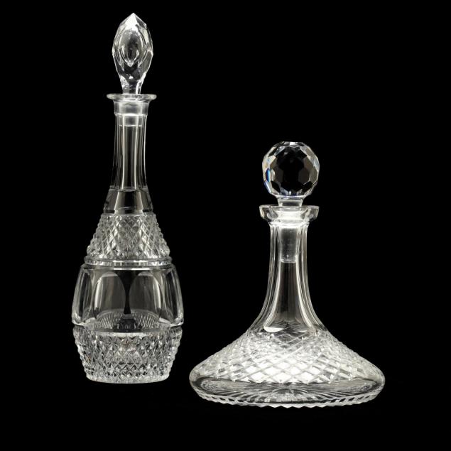 two-vintage-cut-crystal-decanters