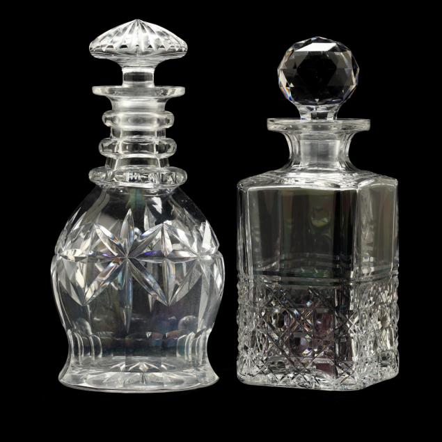 two-vintage-cut-crystal-decanters