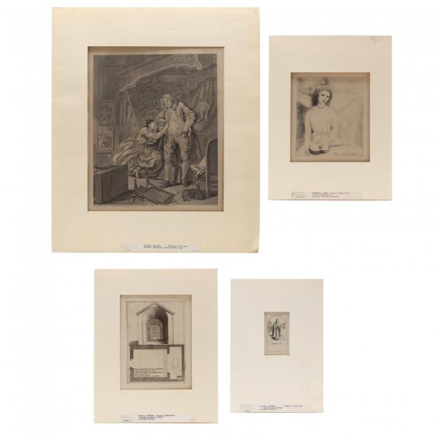group-of-4-assorted-prints-from-ferdinand-roten-galleries-hogarth-callot-and-laurencin