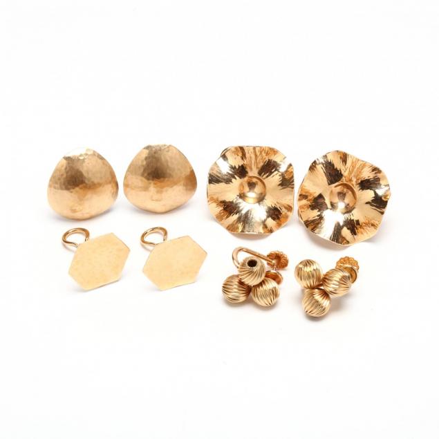 four-pairs-14kt-gold-ear-clips