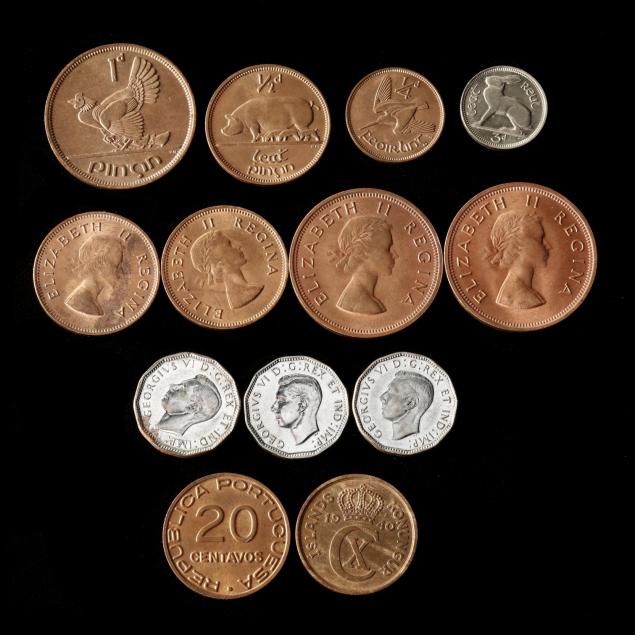 thirteen-uncirculated-mid-20th-century-world-coins