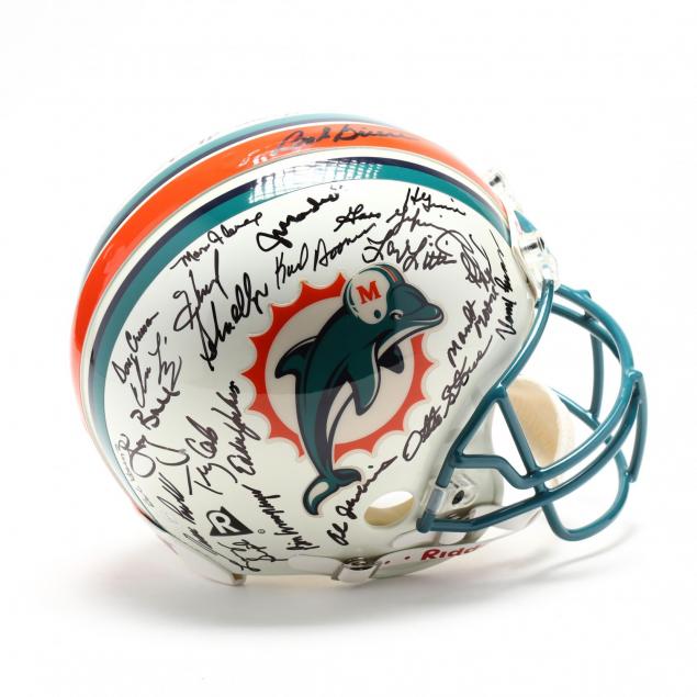1972-miami-dolphins-reunion-undefeated-season-team-signed-football-helmet-with-41-signatures-psa-dna