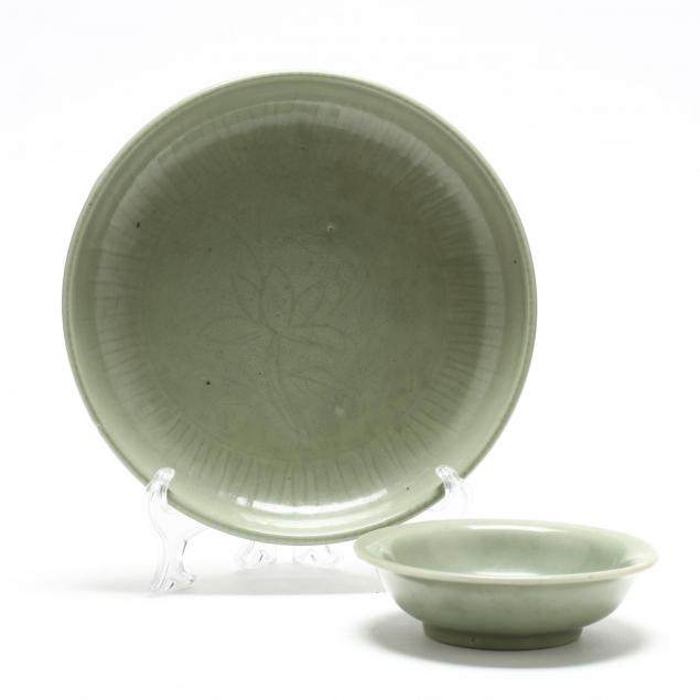 a-ming-dynasty-longquan-celadon-dish-and-bowl