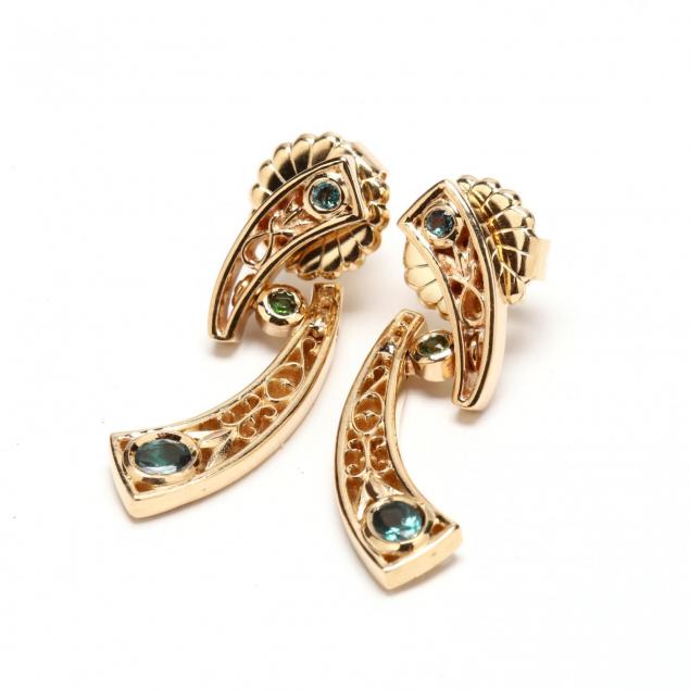 14kt-alexandrite-and-tourmaline-earrings