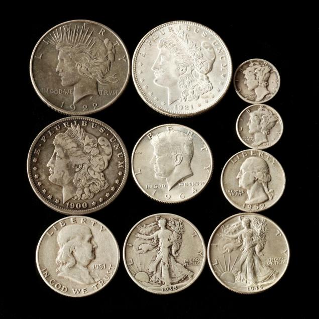 mixed-group-of-ten-20th-century-silver-coins