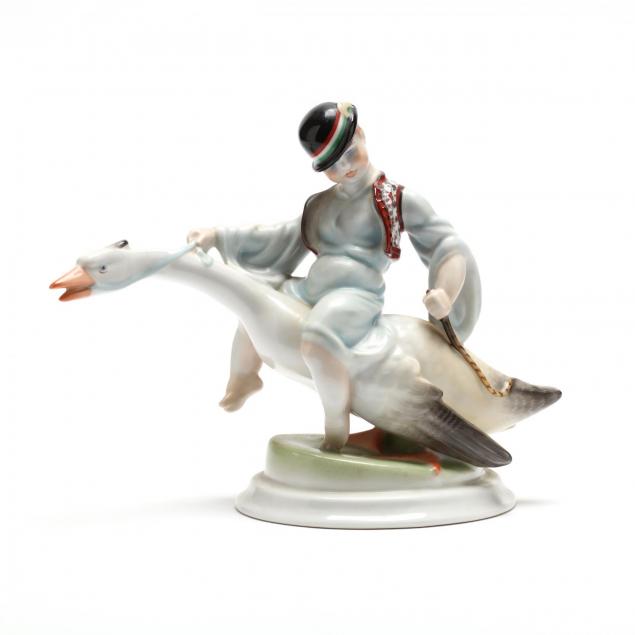 herend-boy-on-goose-figure