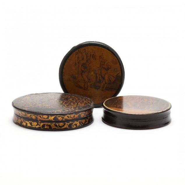 three-antique-paper-mache-snuff-boxes