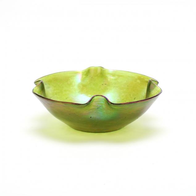 att-loetz-green-art-glass-bowl