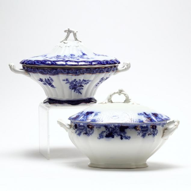 two-flow-blue-lidded-soup-tureens