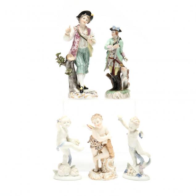 a-grouping-of-five-german-porcelain-figures
