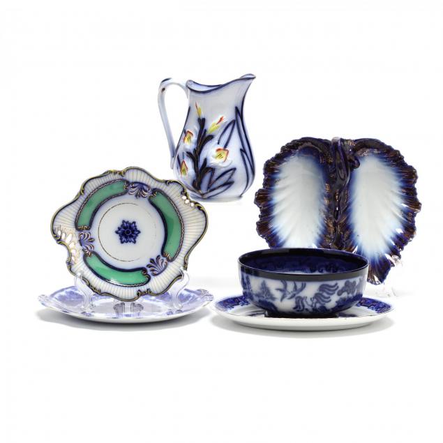 six-antique-flow-blue-serving-accessories