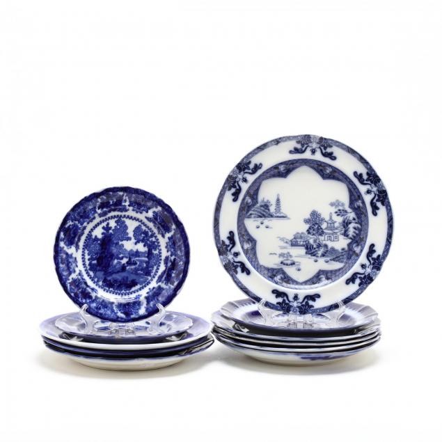 eleven-antique-flow-blue-plates