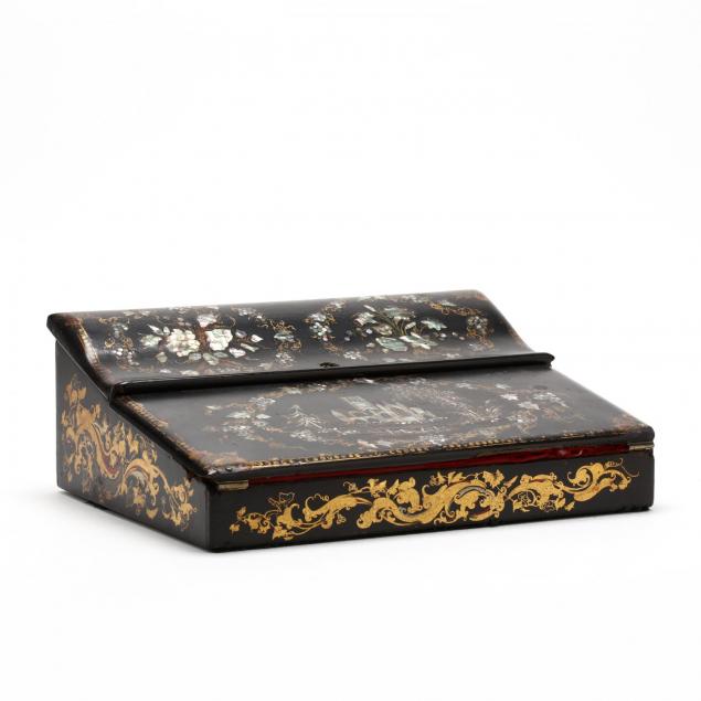 unusual-antique-paper-mache-and-mother-of-pearl-lap-desk