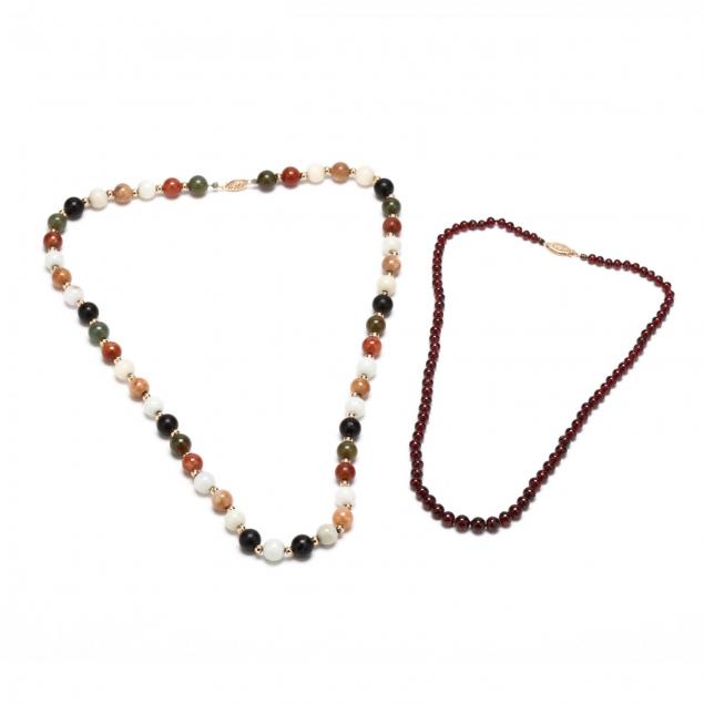 two-14kt-gold-and-bead-necklaces