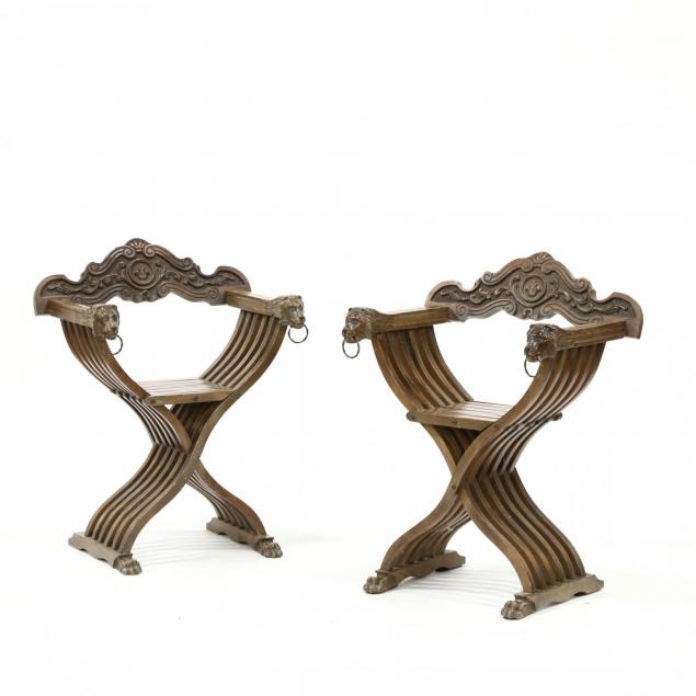pair-of-venetian-carved-oak-curule-chairs