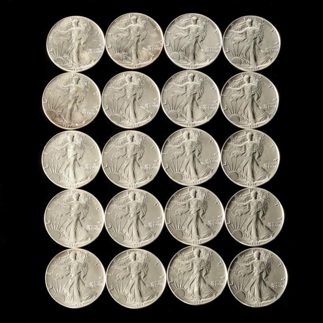 roll-of-20-bu-1987-1-american-silver-eagles