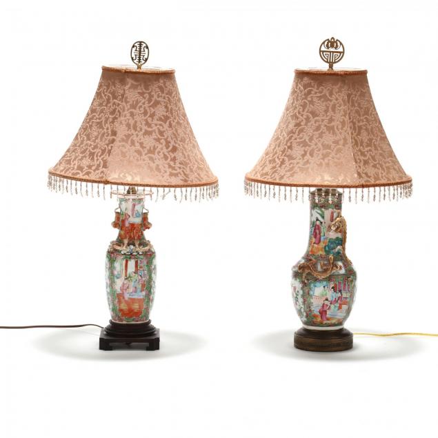 two-famille-rose-porcelain-table-lamps