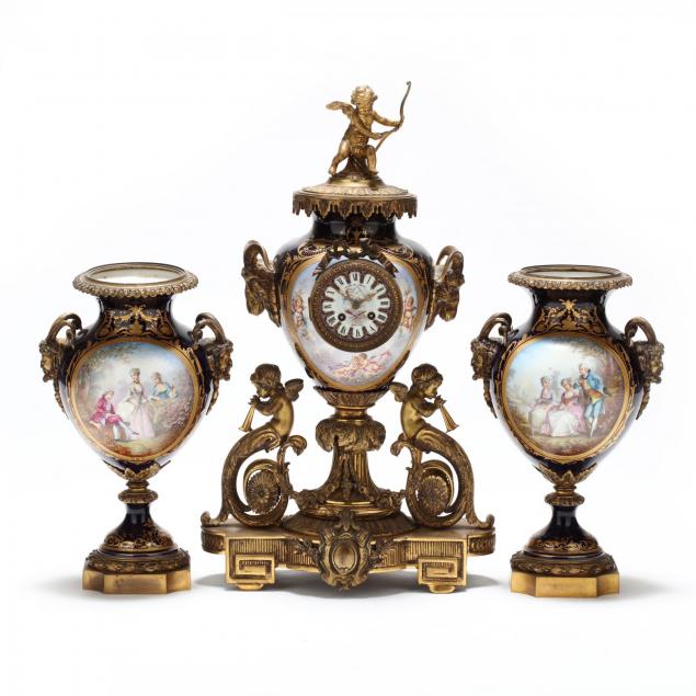 french-porcelain-ormolu-mounted-clock-garniture-set