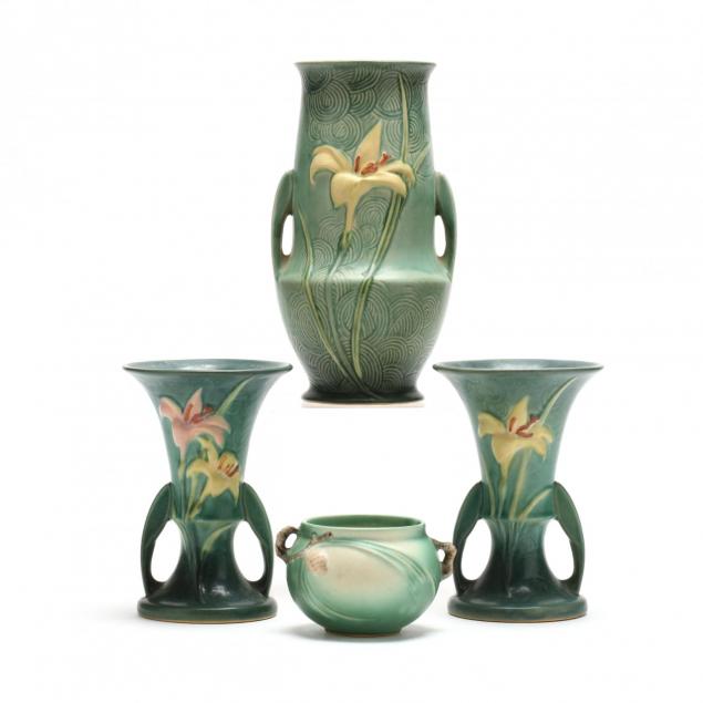 four-pieces-of-roseville-pottery