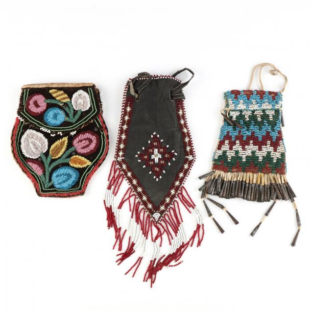 three-native-american-beaded-bags