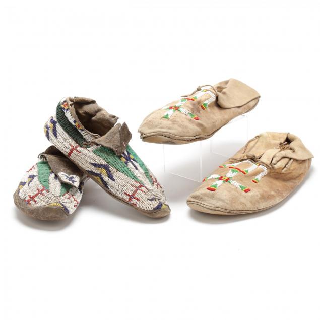 two-pair-of-early-native-american-beaded-moccasins